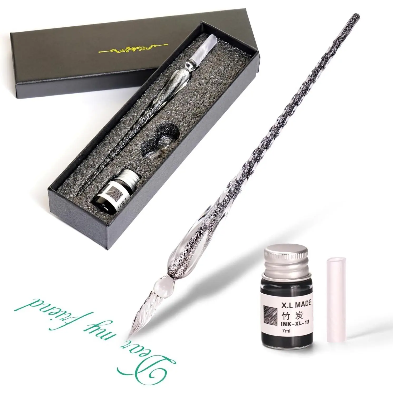 Glass Dip Pen Set,Calligraphy Pen, Signature Pen for Art, Writing, Signatures -Decoration and Business