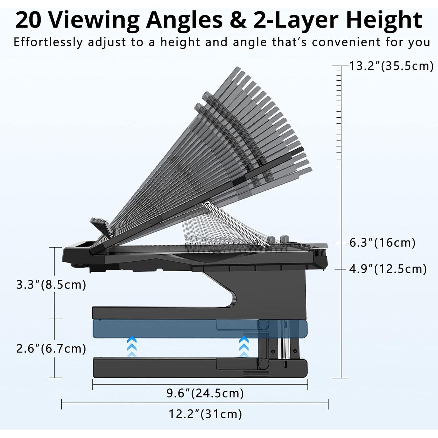 Laptop Stand, 20 Angles Two-Layer Height Adjustable Laptop Stands, Portable Laptop Riser with 360 Rotating Base Storage Space & Extra Phone Holders Compatible with 10''-17'' Laptops Black Laptop Stand, 20 Angles Two-Layer Height Adjustable Laptop Stands, Portable Laptop Riser with 360 Rotating Base Storage Space & Extra Phone Holders Compatible with 10''-17'' Laptops Black
