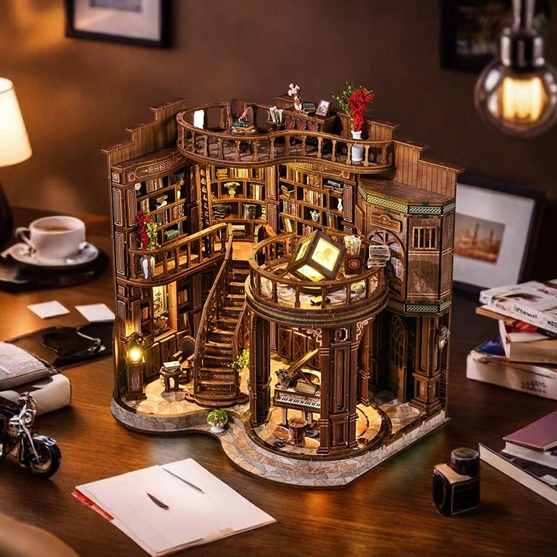 DIY Book Nook Kit, Miniature House Model Set, 3D Wooden Puzzle, Creative Building Blocks, Desk Decoration, Birthday Gift, Christmas Present, Home Decor, Building Block Sets