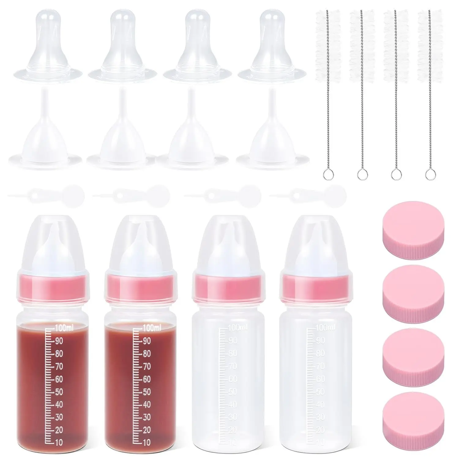 Puppy Kitten Nursing Bottle 3.4oz Small Animal Feeding Kit with Nipples Hand Feeding Supplies for Puppies Kittens Rabbits Ferrets & Newborn Pets
