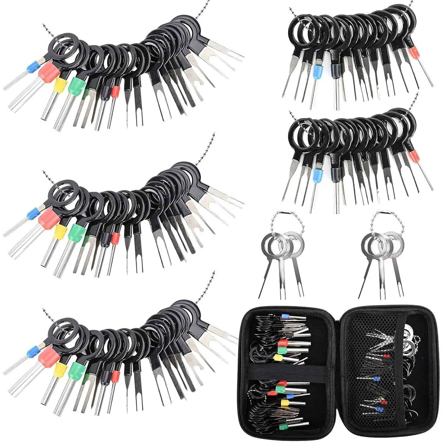 GJANSH Terminal Pin Removal Tool Kit 82 Pcs Depinning Electrical Connector Pin Extractor Tool Set Wire Terminal Release for Automotive Car Household Devices - Black summerwins