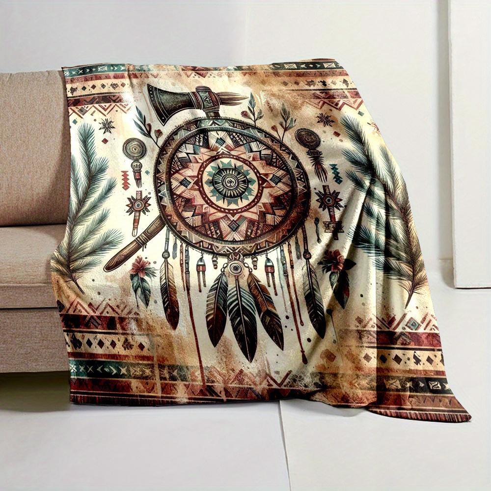Native American Pattern Blanket, Soft Warm Throw Blanket, Double Sided Air Conditioning Blanket, Warm Nap Blanket for Home Office Travel Camping