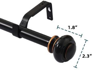 H.VERSAILTEX Curtain Rods for Windows Adjustable Length 1 Inch Diameter Bedroom, Kitchen, Living Room Curtain Rod with Classic Round End Caps