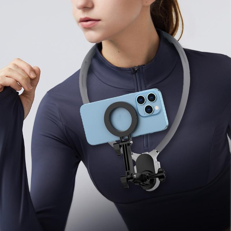 Magnetic Neck Mount, Hands-free Secure Holder for Phones, Suitable for Vlogging, Compatible with iPhone 15/14/13/12 Series, Cell Phone Mount #GLOBAL PICKS
