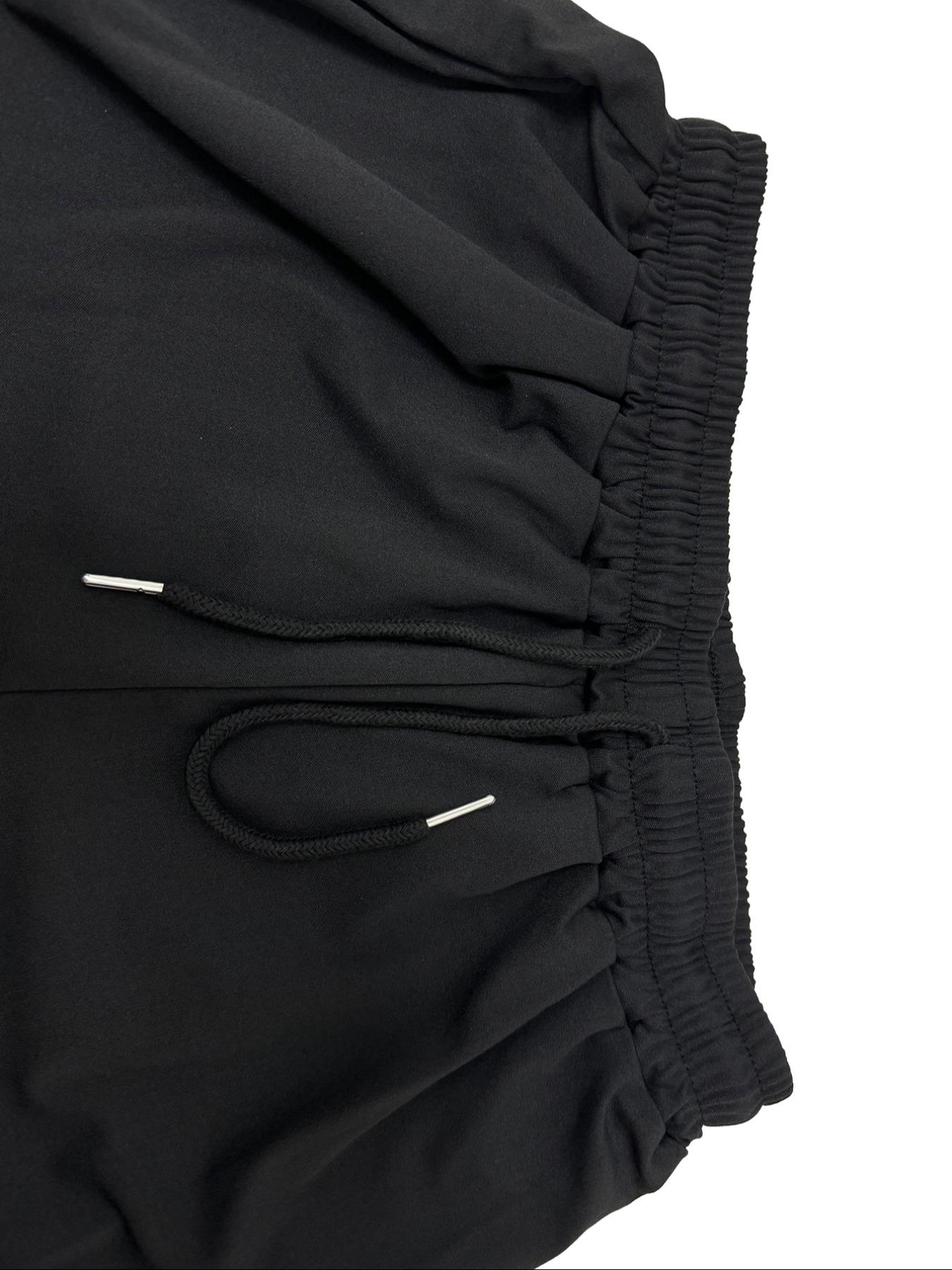 Pure Color Half-Zip Shoulder Pad Sporty Top Long Pants Set, Casual Loose-Fitting Short Upper Long Lower, Perfect for Spring Summer