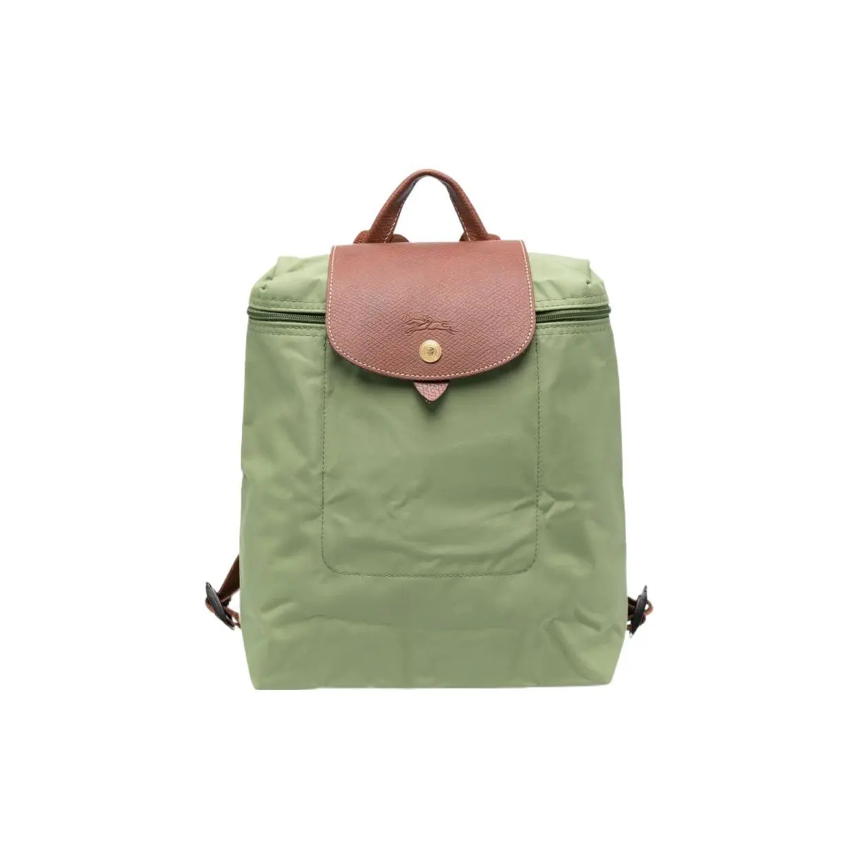 Longchamp Le Pliage 28 Canvas Backpack with Embroidered Logo, Snap-and-Zip Closure, Women’s Classic Style in Green