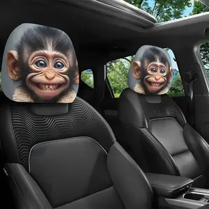 2pcs, Grinning Monkey Car Headrest Covers, Unfilled, Suitable for All Seasons, Comfortable Car Interior Additions, Easy to Install And Fit, Ideal for Long Drives To, Enhances Style for Business Trips
