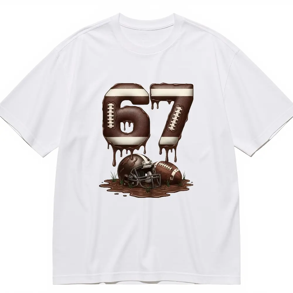 6 7 American Football T-Shirt, Bruh 67 Youth Game Day T-Shirt, Six Seven Sport T-shirt, Viral Donut Drip Tee