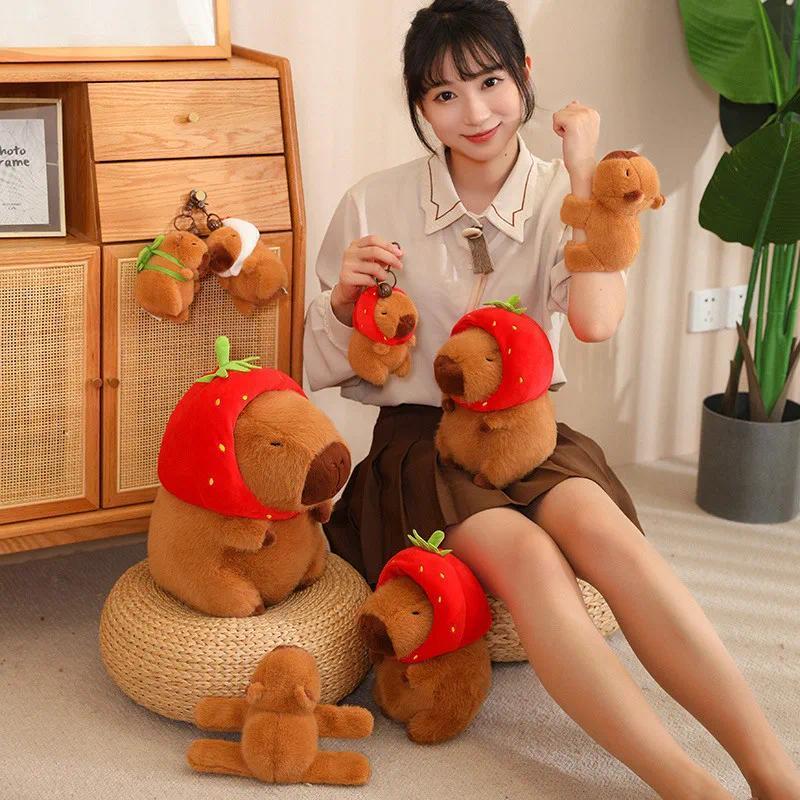Capybara Plush Toy Simulation Capibara Unicorn Dinosaur Dress Boba Bread Fruit Food Decor Birds Bubble
