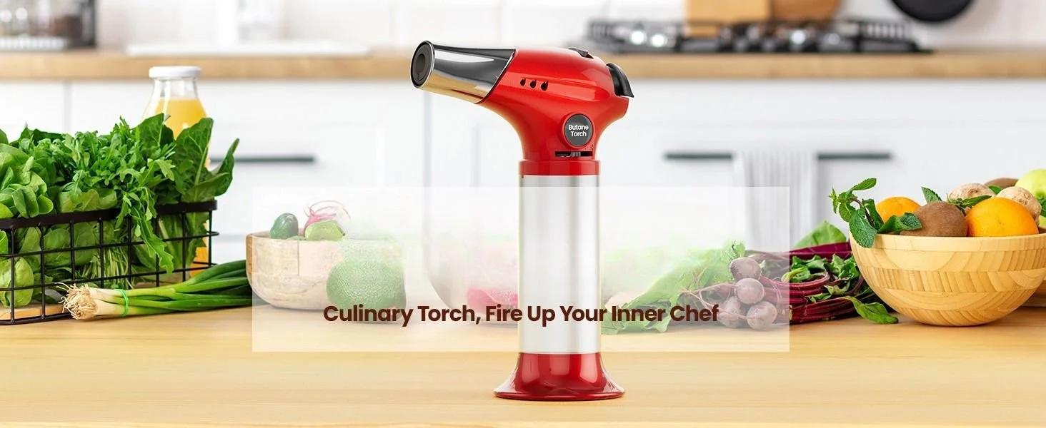 THE WELL KEPT Creme Brulee Torch, Refillable Butane Torch Lighter, Kitchen Torch Food Torch with Safety Lock & Adjustable Flame for Baking, Crafts, BBQ (Gas Not Included) Bakeware Red THE WELL KEPT Creme Brulee Torch, Refillable Butane Torch Lighter, Kitchen Torch Food Torch with Safety Lock & Adjustable Flame for Baking, Crafts, BBQ (Gas Not Included) Bakeware Red