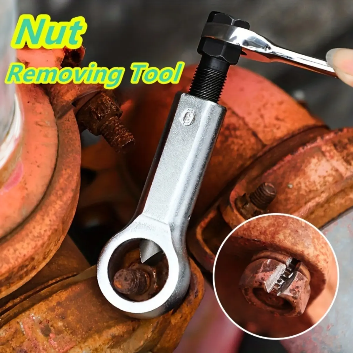Damaged Rusted Nut Splitter Breaker Cutter Tool Manual Heavy Duty Metal Splitter Removal Extractor Set Auto Mechanic Plumbing Equipment Repair Maintenance Hand Tool Accessories Storage Bag
