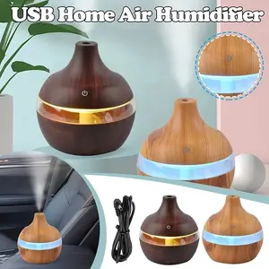 Wood Grain Look Ultrasonic Cool Mist Aromatherapy USB Powered Humidifier Portable Electric Desktop Diffuser for Home Use Keep Air Moist Improve Indoor Air Quality for Room