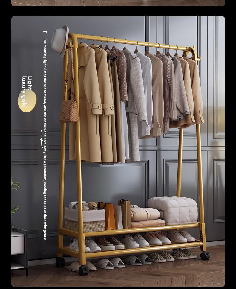 Trending U-Shaped Clothes Drying Pole with Wheels, Double-Layer, 110cm Height, 153cm, 36cm Width, Black