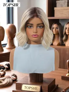 Topshe Trendy Short Platinum Hair, Mono High-Quality, Natural Root Transition, Soft Wavy, 10 Inches, Perfect for Round Faces, Daily Wear, Parties, Events
