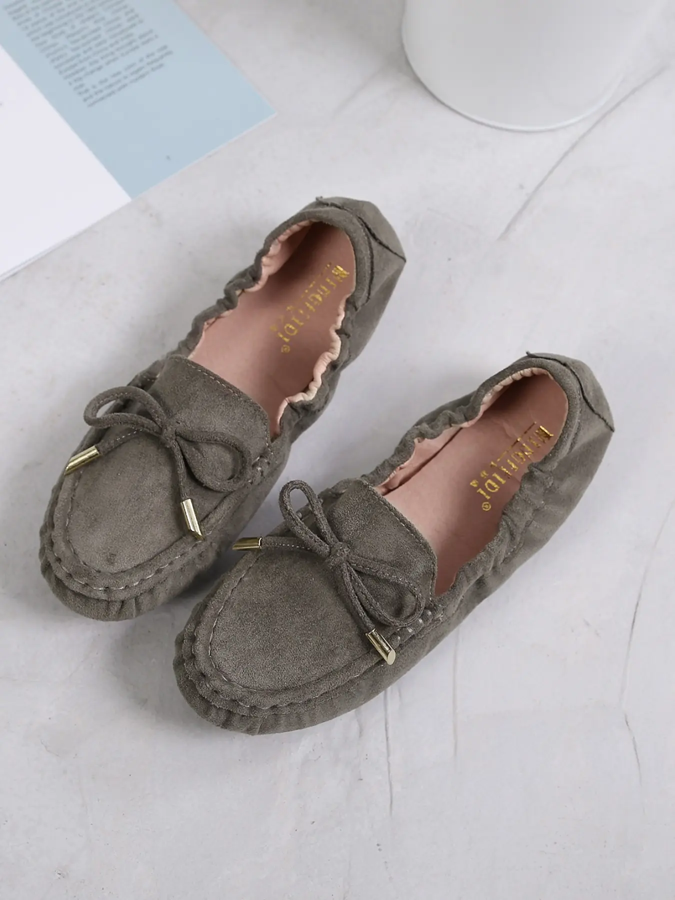 Women's Foldable Ballet Flat Shoes, Soft Sole, Bow Decoration, Lightweight Barefoot Feel, Casual Fashion, Indoor & Daily Wear