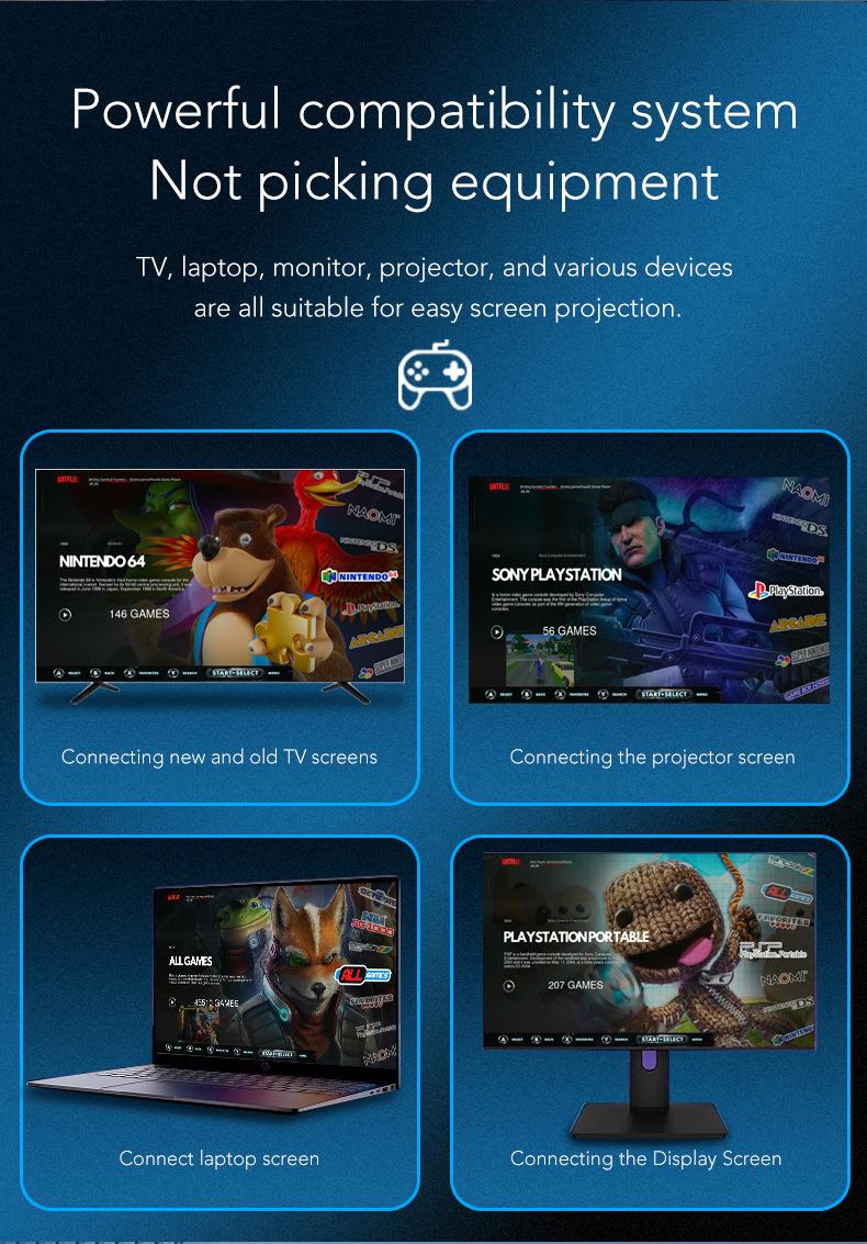 P5X Mini Retro Gaming Console, 4K HD Android System, Dual Wireless Controllers, Classic Arcade Game Player for TV