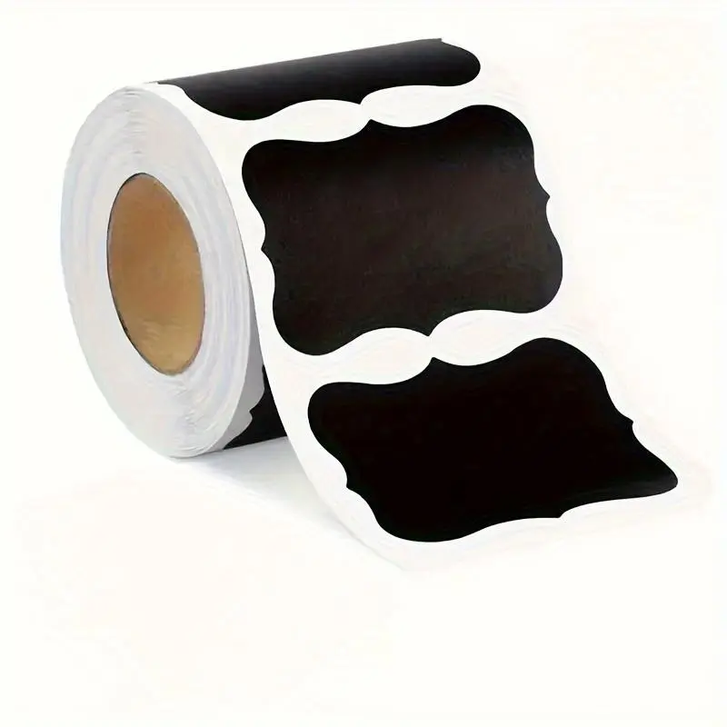 1 Roll of 120 Black Reusable Waterproof Label Stickers with Pen/only 1 pen/only 1 Roll of 120 Black Reusable Waterproof Label Stickers, Wavy Kitchen Utensil Room Tags, Pantry Labels for Containers, Jars, Spices and Food