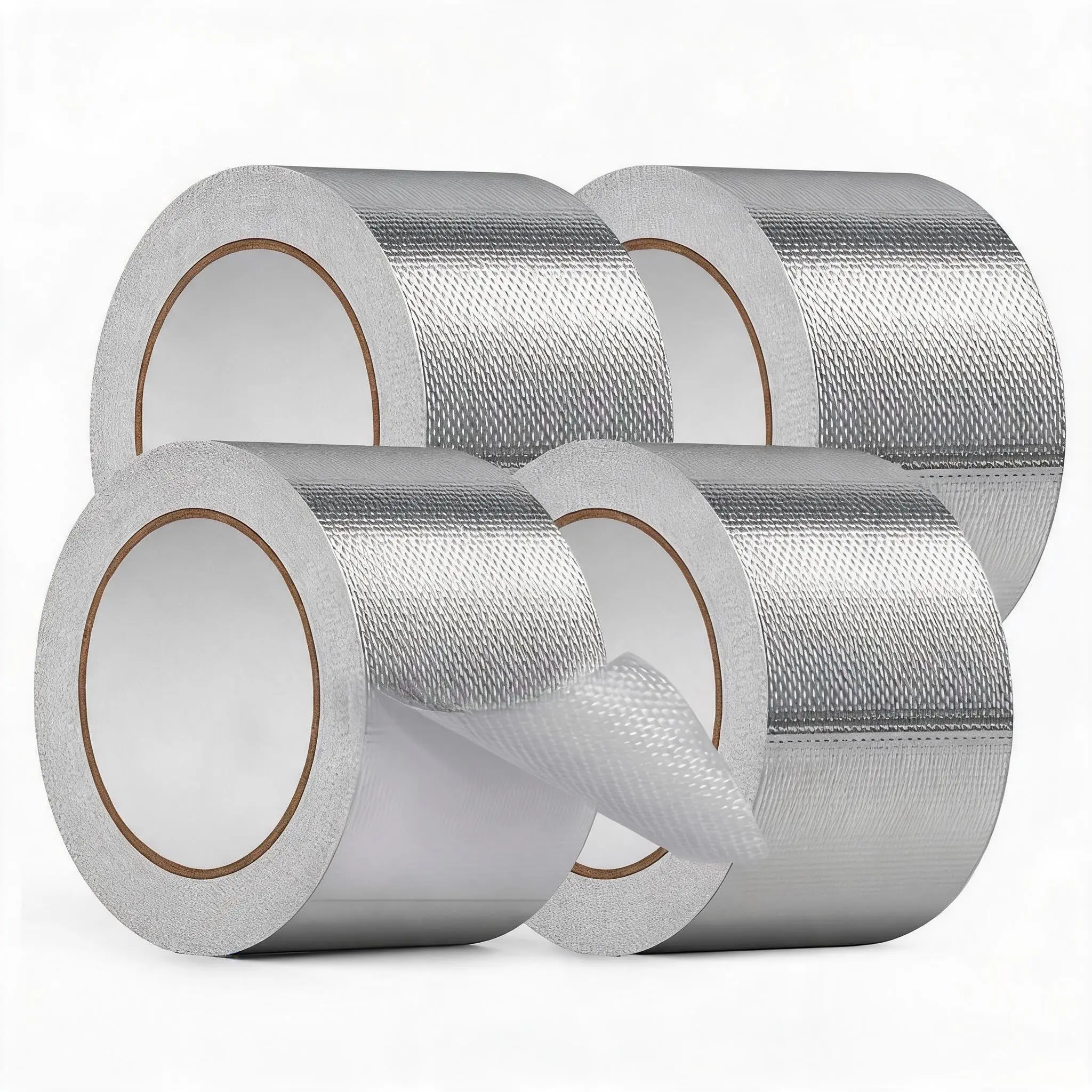 GAOMON 4 Pack Fiberglass Aluminum Foil Tape 3.9" x 66' - High Temperature Resistant, Heavy Duty Insulation Sealing Tape Ideal for Water Pipes, Ducts, Dryers, and Automotive Applications