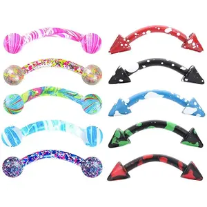 Painted Mix Eyebrow Piercing Set Stainless Steel Spike Eyebrow Ring Lot Multipack Tongue Piercing Snake Bite Eyebrow Barbell Lot