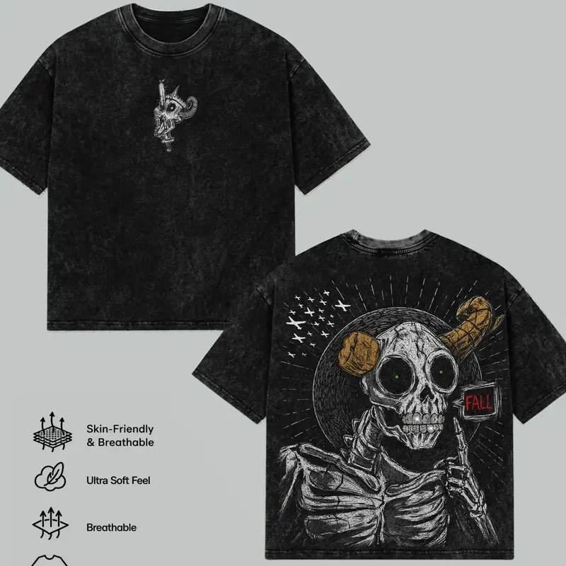 The Lich Adventure Time Vintage Washed Oversized T-Shirt, Double Printed Dark Fantasy Graphic Tee, Heavyweight Cotton Cartoon Streetwear, Retro Gothic Fan Merch, Unisex Gift For Adventure Time Fans