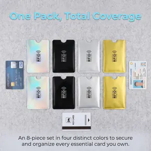 8 Pack RFID Blocking Card Sleeves Anti Theft Credit Card Protector Slim Lightweight ID Card Sleeve for Personal Information Security