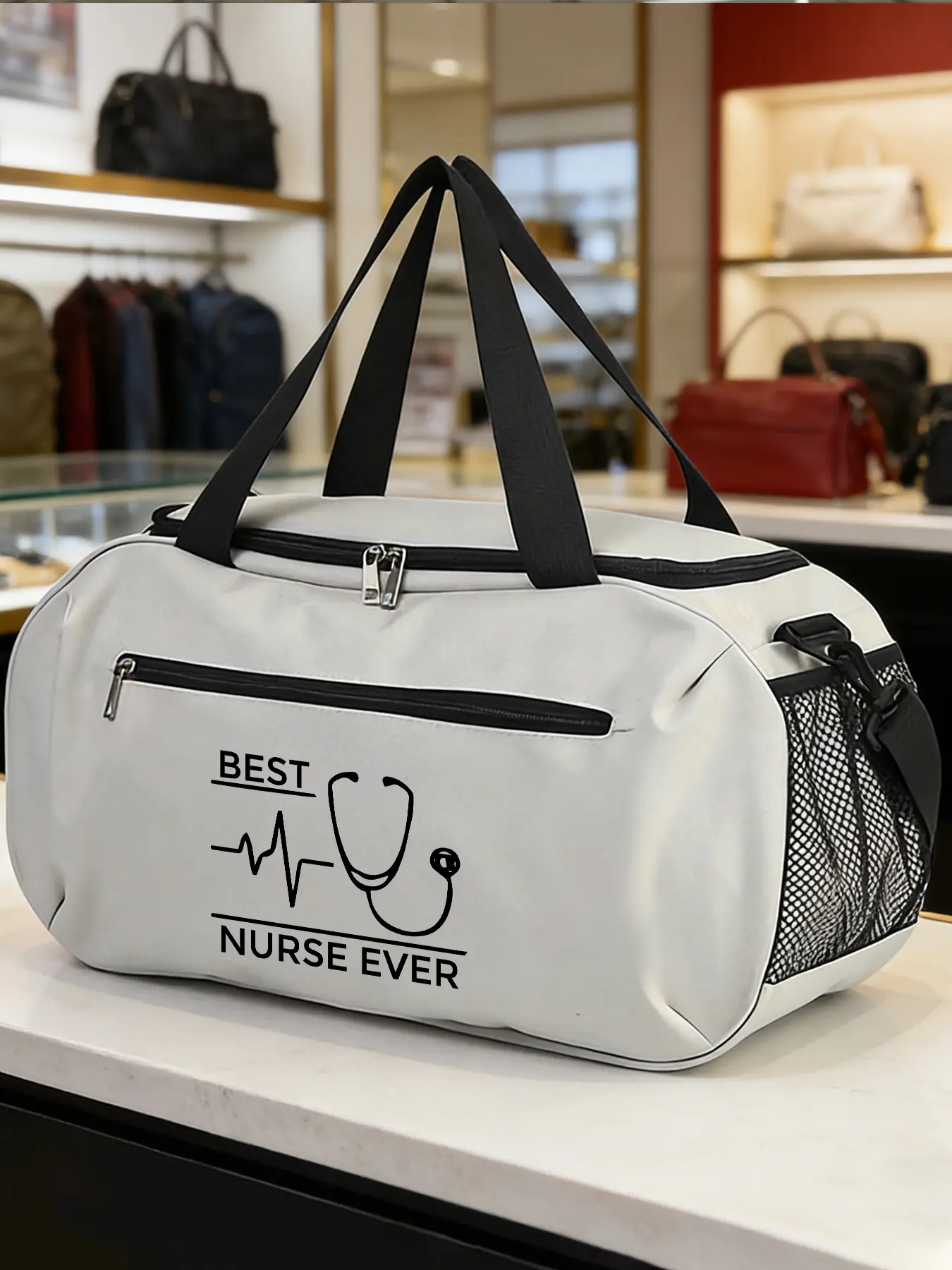 "BEST NURSE EVER" Pattern Crossbody Bag, Sports Shoulder Bag, Basketball Bag, Suitable for Daily Sports and Commuting. Durable with Large‑capacity Space, Adjustable Shoulder Strap, Trendy Fashion Item, An Ideal Gift.