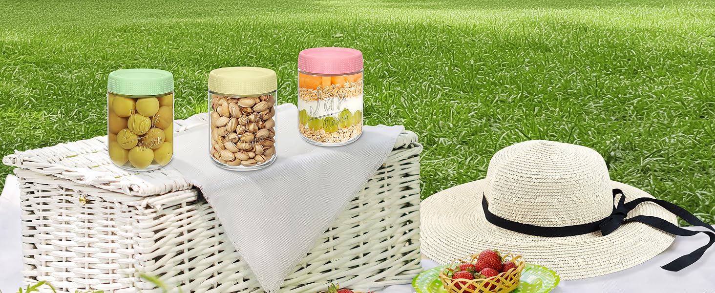 4-Pack 16oz Overnight Oats Containers with Airtight Lids - Jars with Measurement Marks for Yogurt, Meal Prep & Chia Pudding, Stackable & Leakproof