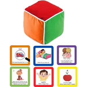 Play & Learn Cube Roll and Play Game for Toddlers First Educational Game Ages 18+ Teaches Colors Numbers Letters Emotions Soft Cube with Activity Cards Speech Therapy