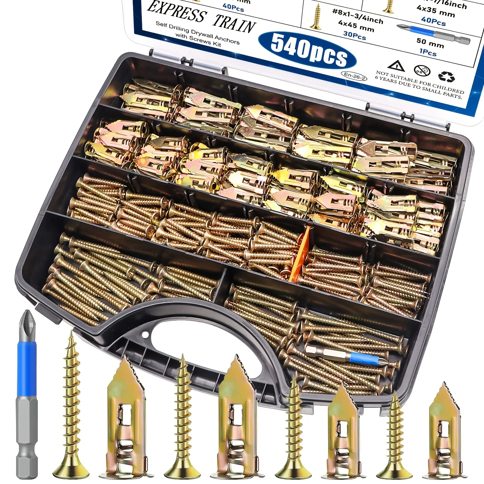 540-piece heavy-duty drywall anchor bolt set
