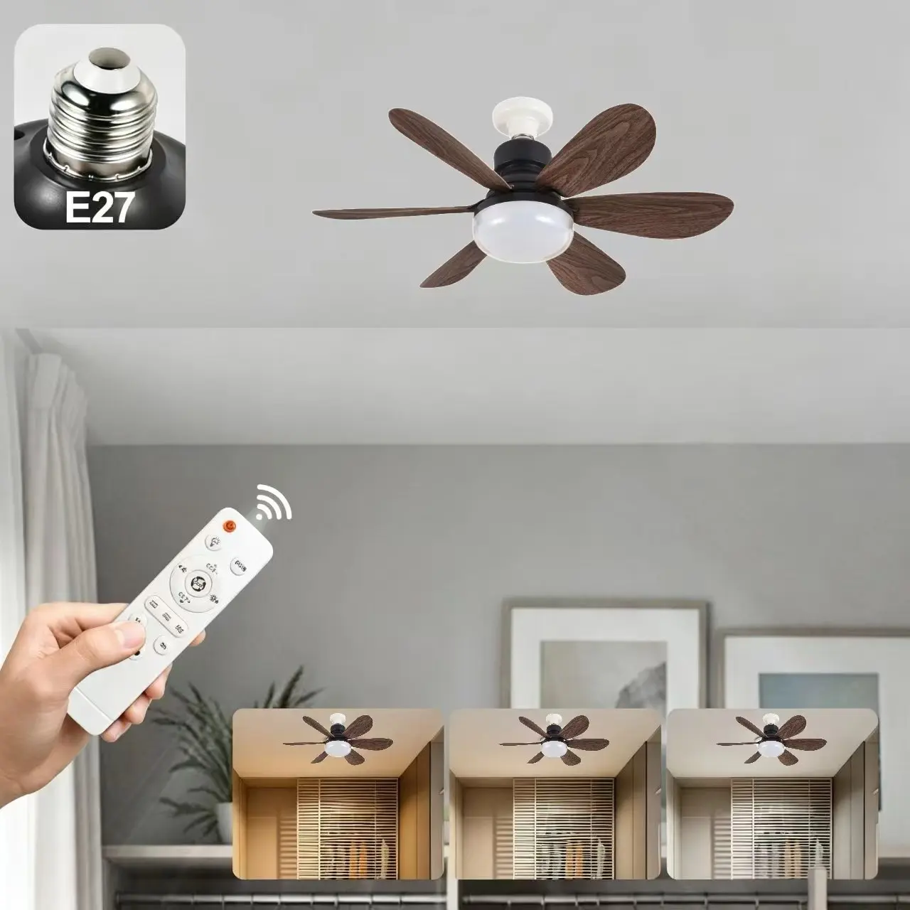 Remote Control Socket Fan Light, 20.5-Inch Ceiling Fan with LED Lamp, Ambient Glow Light, Adjustable Brightness, Multifunctional Ambient Lighting, Dual Layer Shade, 3 Speed Settings #GLOBAL PICKS