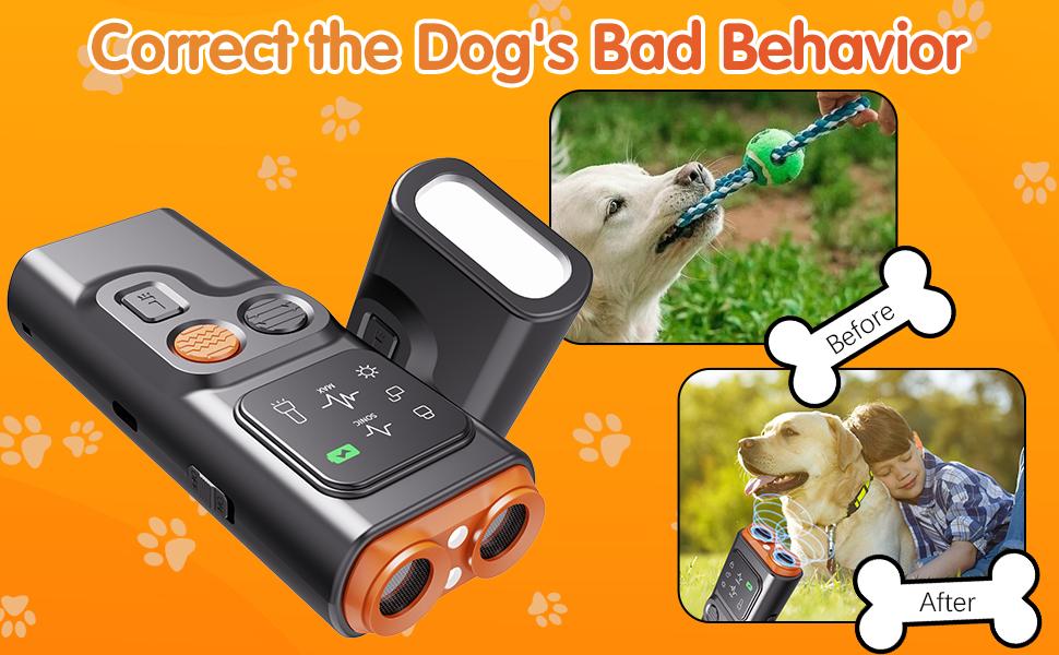 Dog Bark Deterrent Devices, Ultrasonic Anti Barking Device for Dogs Can Stop Bad Behavior, Portable Dog Training Device, with HD Display and LED Flashlight, No Need Yell Or Swat, Just Point to A Dog