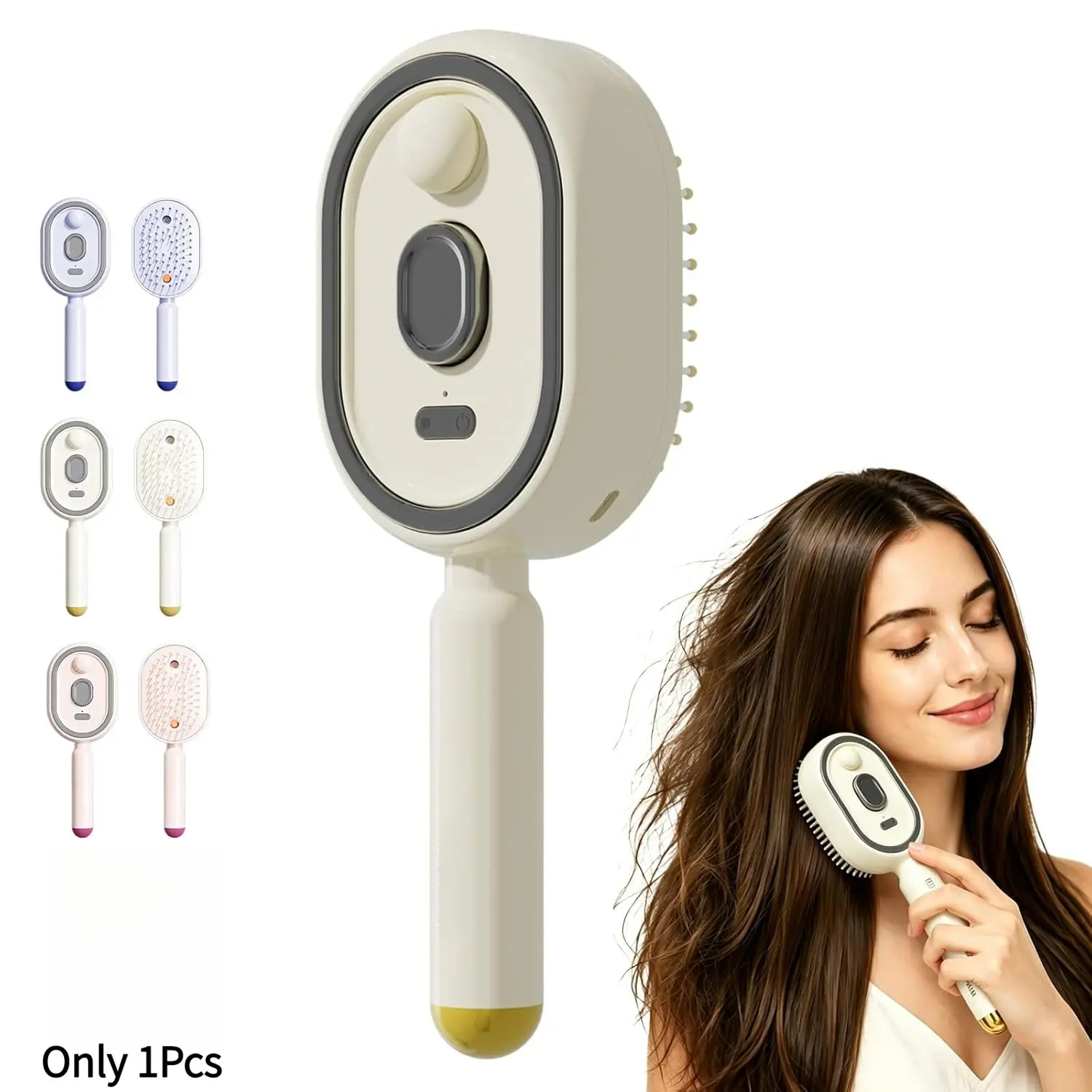 Electric Spray Air Cushion Massage Comb, 2026 Electric Steaming Massage Hair Care Brush, Mist Massage Comb Multi-Functional for Hair For Reduce Frizz, Nourishes Hairs, Anti-Static, Anti Static Hairbrush (Beige)