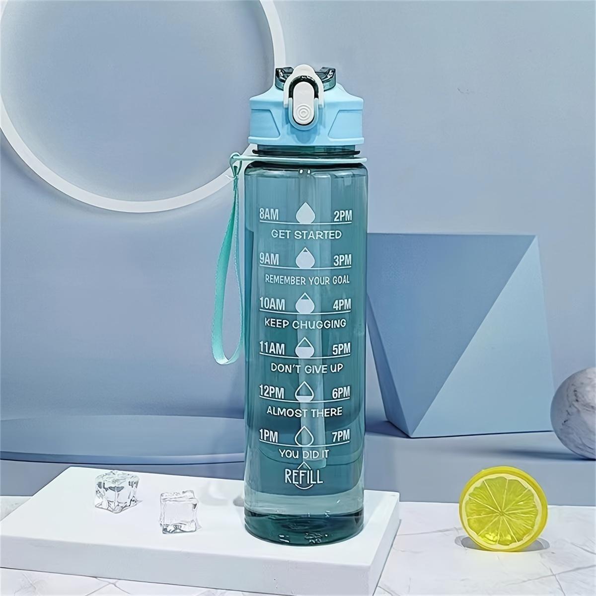 Time Marked Water Cup, Outdoor Sports Clear Water Bottle with Straw, Medium Size Transparent Drinking Cup for Hydration, Tumbler Water Bottles