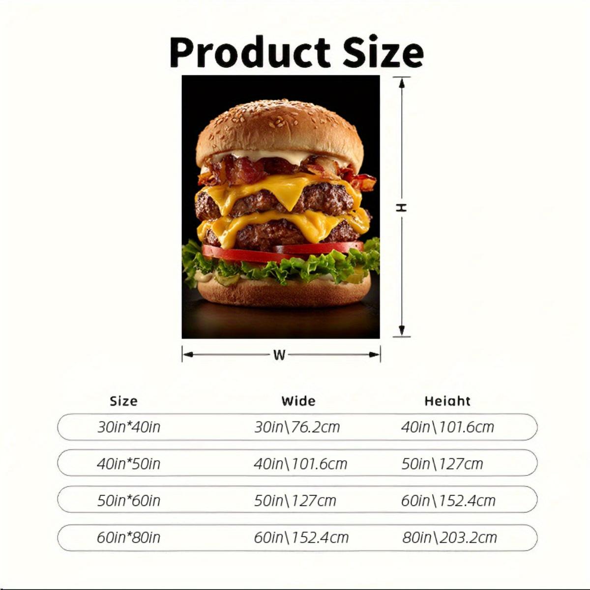 1 Piece Throw Blanket - Soft and Lightweight, Suitable for All Seasons, Hamburger Pattern, Black Background - Ideal for Living Room, Bedroom, Nap Time - Ideal Gift for Food Lovers and Hamburger Enthusiasts - Modern Home Decor, Vibrant Colors