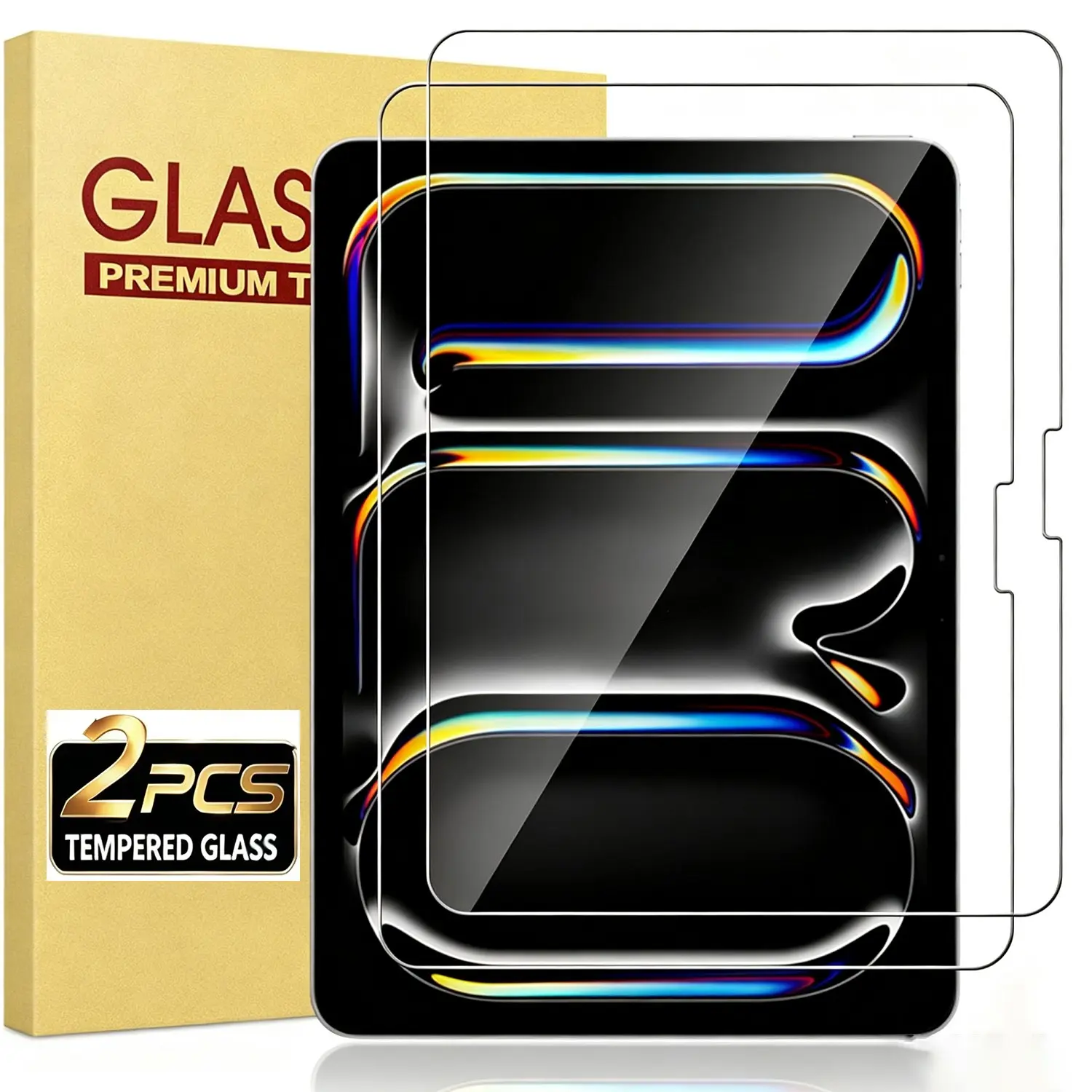 2 Pcs Tablet Screen Protectors suitable for iPad Pro 13 inch M5/M4(8th/7th Generation,2025/2024) for iPad Air M2/M3/M4 2024-2026, HD Clear 9H Tempered Glass Film with Face ID & Apple Pencil Pro Compatible