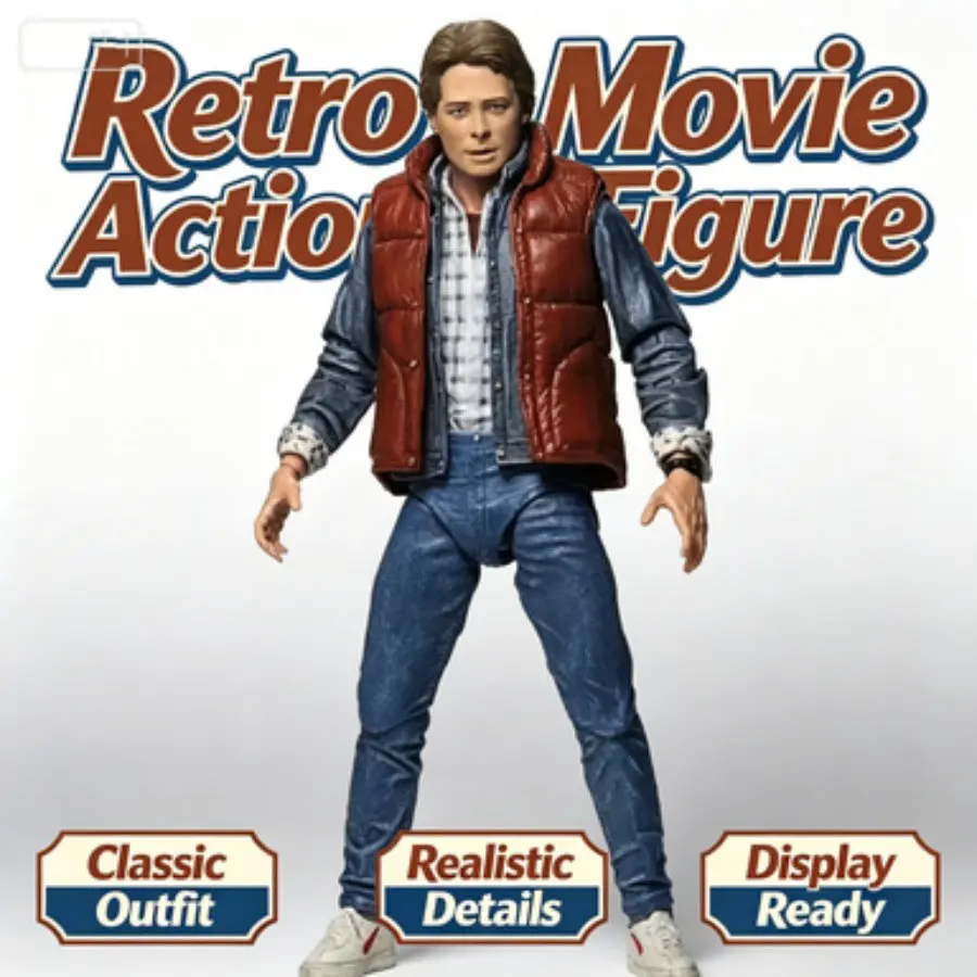 Neca Back to the Future Marty Handheld Model, 7-Inch Super Poseable Figure, Desktop Decor, Halloween Gift, Christmas Gift, Party Gift