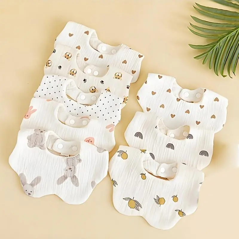 Unisex Petal Toddler Bibs - 3 Packs in Random Colors, Soft Breathable Fabric, Super Absorbent Feeding Bibs for Teething & Drooling, One-Size Daily Wear