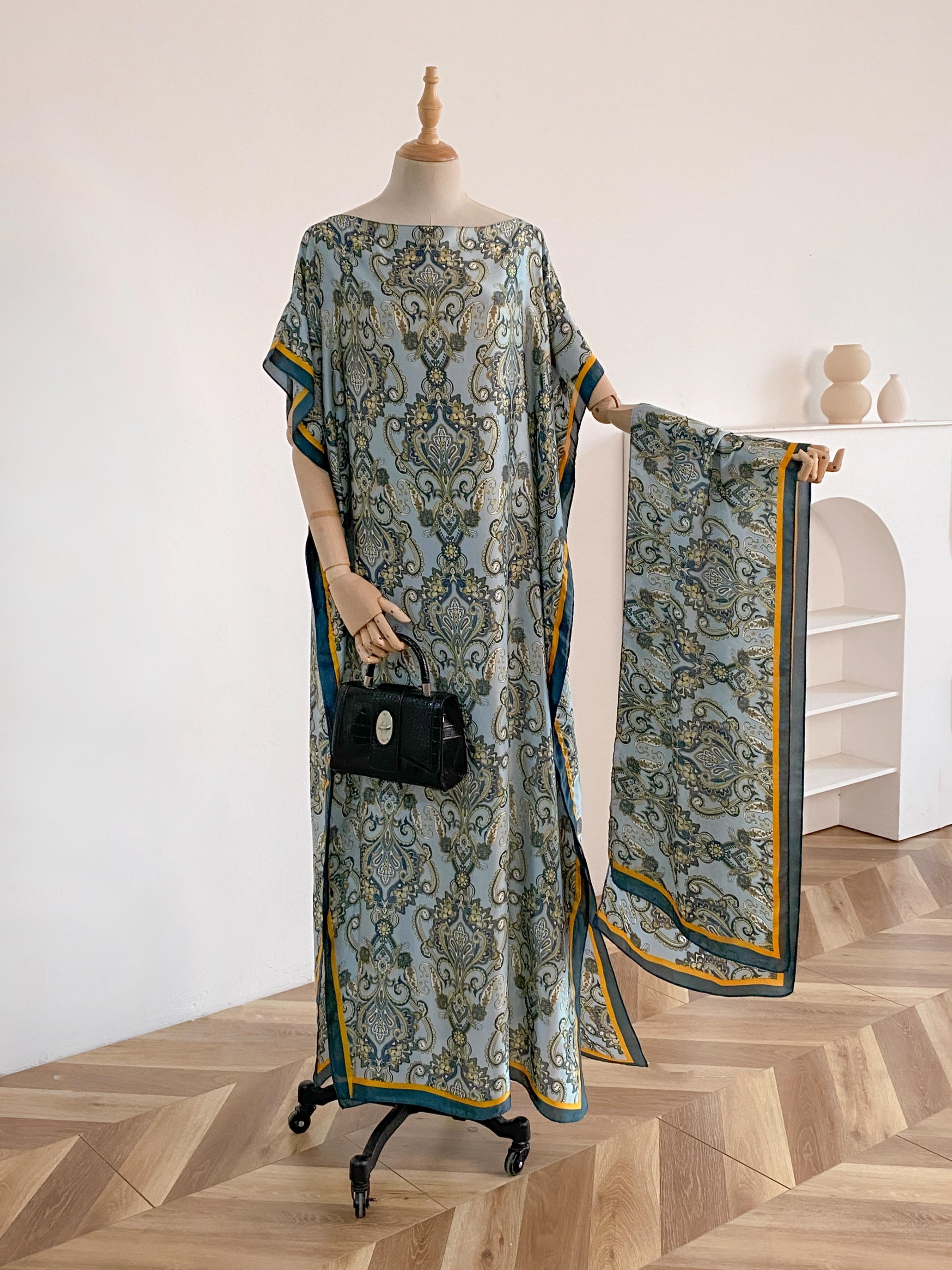 Women's Random Leopard Print Long Sleeve Open Front Shawls & Scarf Set, Casual Shawl & Scarf Set for Beach Vacation, Fashion Accessories for Women, Beach Cover Up