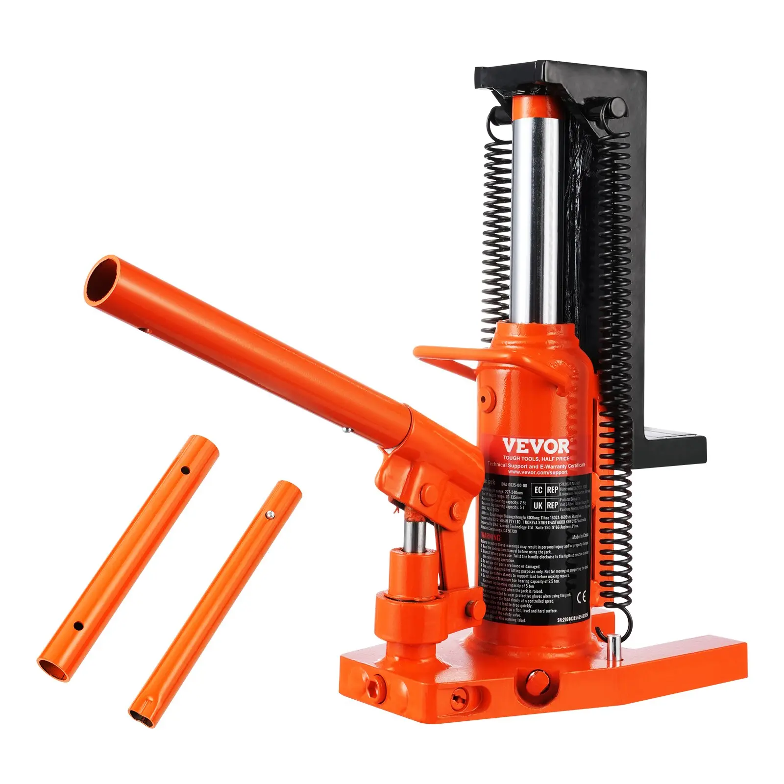 【Black Friday】VEVOR Industrial Air Hydraulic Claw Jack, 2.5t Capacity, 5t Top Lift, 0.8-5.3 in Toe Lift Height, 8.9-13.4 in Top Height for Furniture Machinery