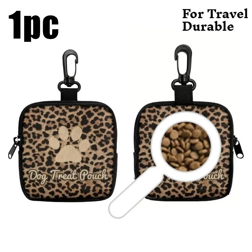 Leopard Print Pet Training Bag, Outdoor Dog Waist Pack, Multi-Function Zipper Storage Bag with Hooks, Lightweight Polyester, Travel & Daily Use