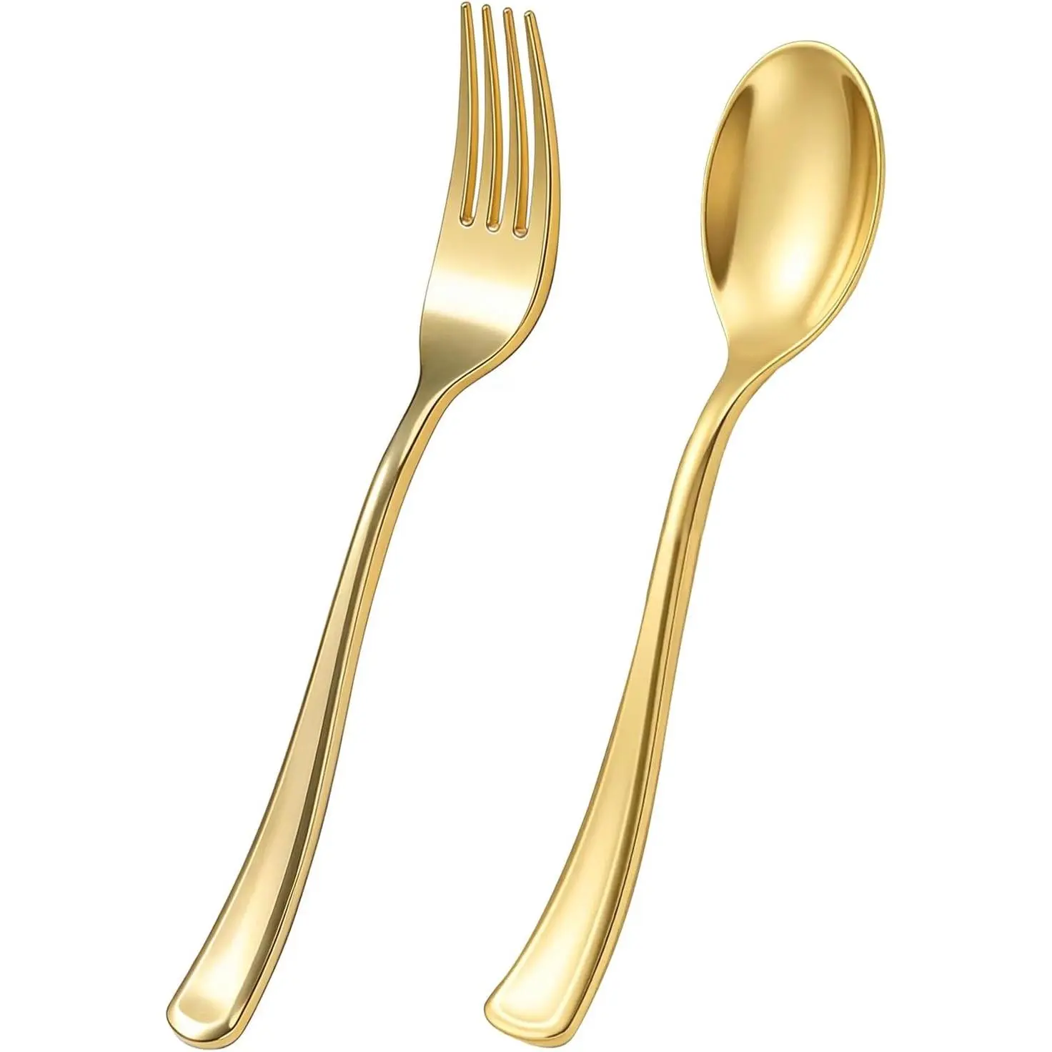 100 count  Plastic Silverware, Heavy Duty Plastic Cutlery | Includes 50 Forks and 50 Spoons. Elegant Disposable Utensils, Durable Flatware for Parties, Weddings & Catering.