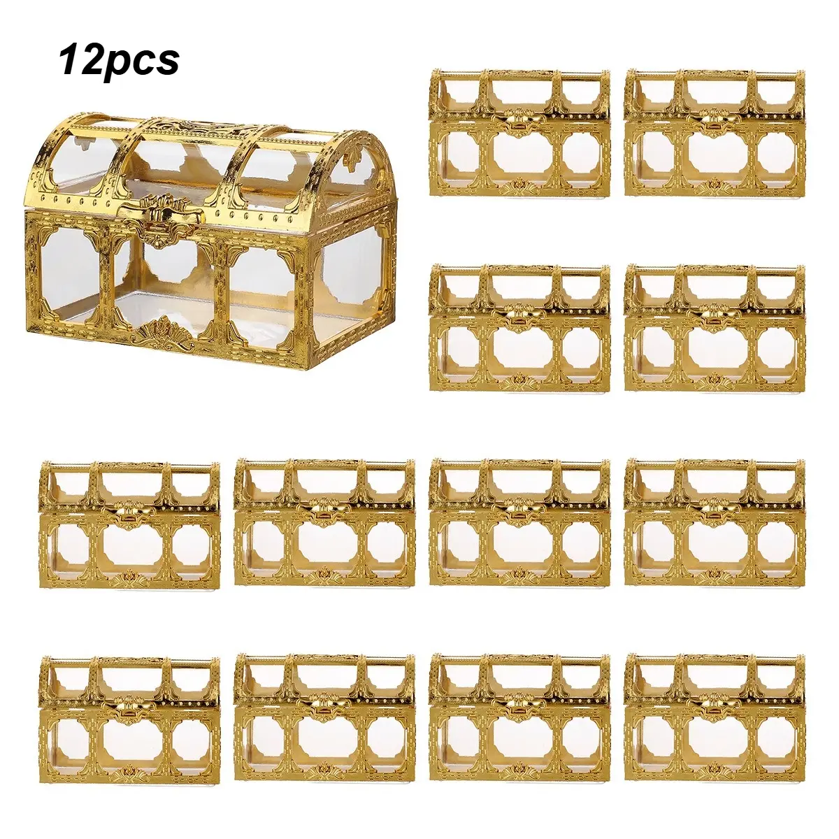 12pcs European-style golden transparent pirate treasure chest retro wedding candy box Ferriero packing box treasure chest candy box Vintage Boxes