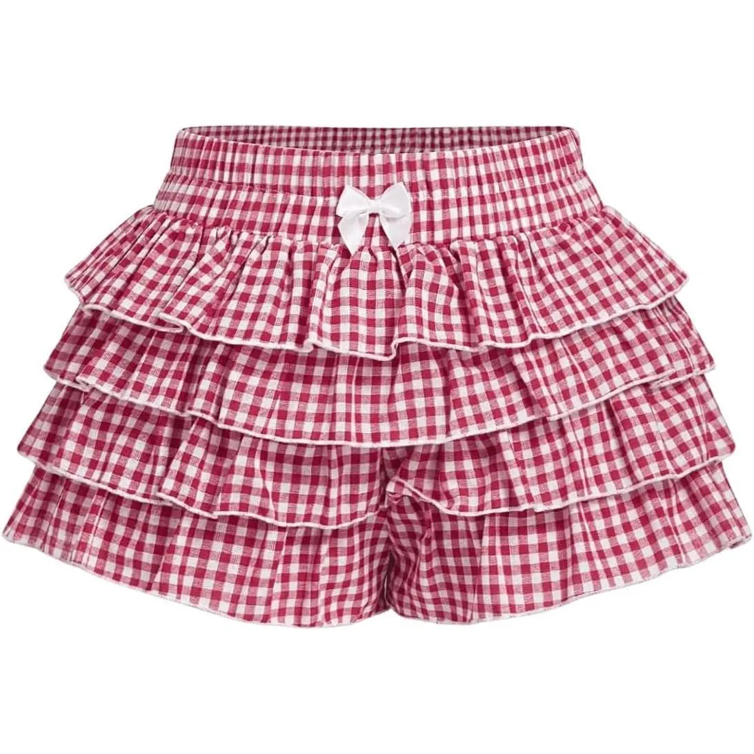 Women's Gingham Summer Shorts Cute Going Out Brunch Outfits Ruffle Bloomers Y2K Mini Micro Shorts