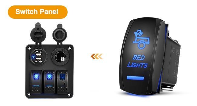 Nilight Bed Lights Rocker Switch Led Light Bar 5 Pin Laser On Off SPST switches 20A/12V 10A/24V for Truck Pickup Rock Cars Boats Cargo Camper Van RVs