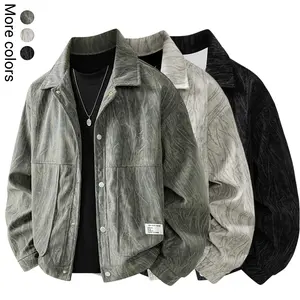 Men's Textured Shacket Casual Long Sleeve Button Down Overshirt Y2K Streetwear Relaxed Fit Lightweight Jacket Fall Transition Top