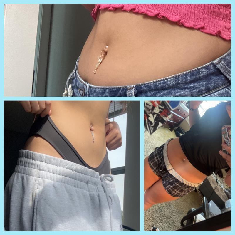 Women's BeadBreath Clip-On Non-Piercing Belly Button Ring, Sparkling Crystal Butterfly & Heart Stylish Body Jewelry, Ideal for Party Wear & Gifting