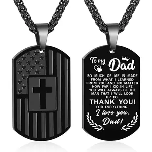 Zocomi To My Son Dad Brother Husband Grandson Grandpa Boyfriend Man Dog Tag Cross Necklace Christian American Flag Birthday Graduation Gifts Jewelry for Men Boysgift