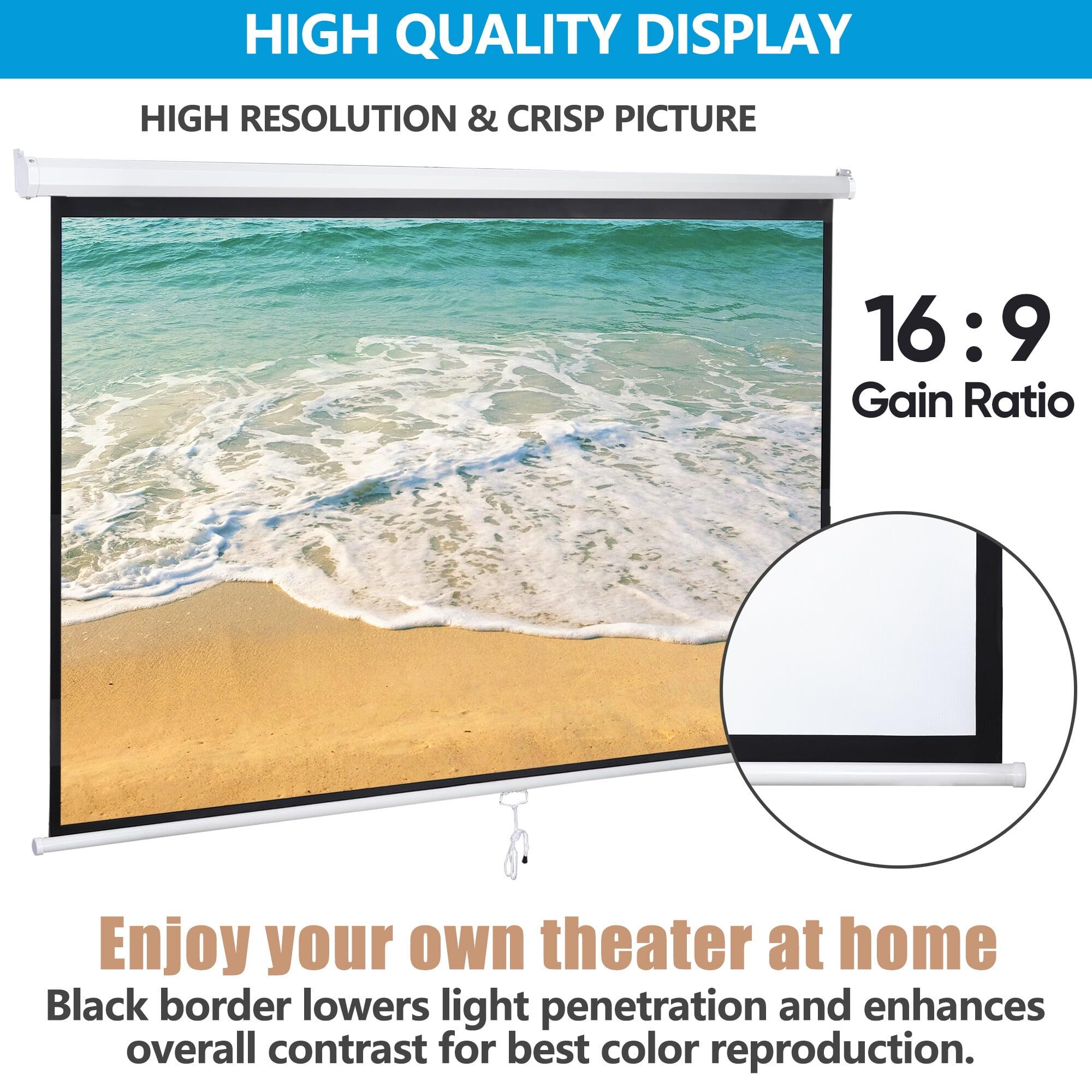 Zeny 80-in 16:9 Portable Projector Screen 1080P HD 4K Folding Anti-Crease Movie Screen with Auto-Locking & Metal Mount for Home Theater & Outdoor Use
