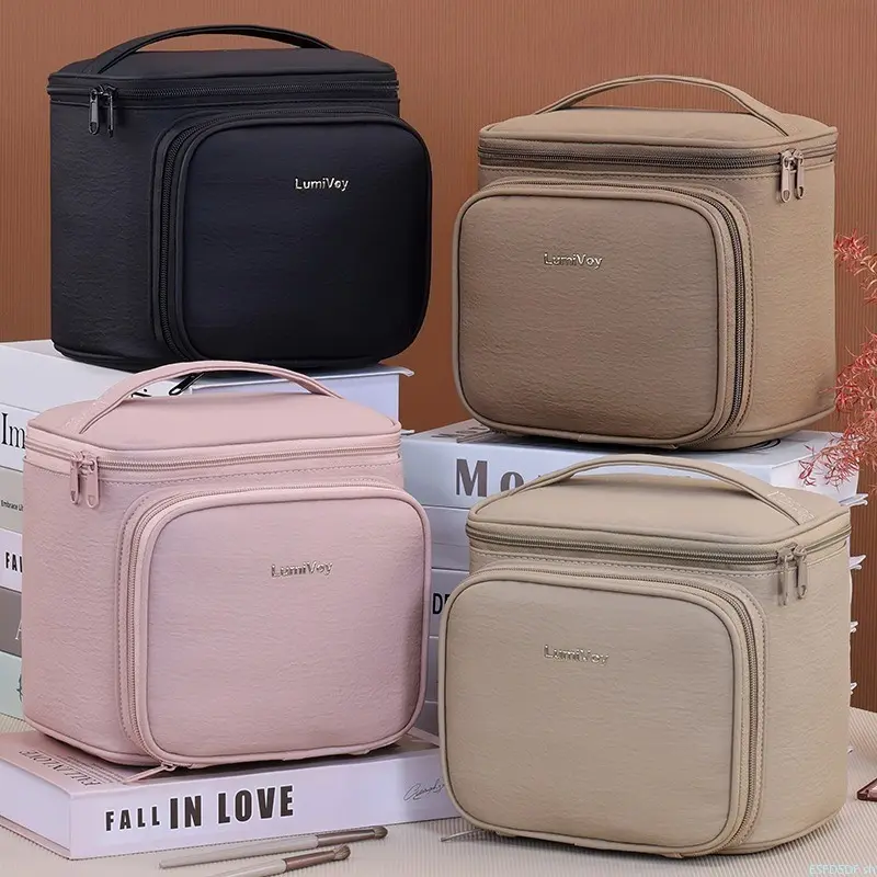 Multi-Layer Large Capacity Makeup Organizer Bag, Multi Compartment Cosmetic & Brush Storage Case, Portable Travel Wash Toiletry Bag