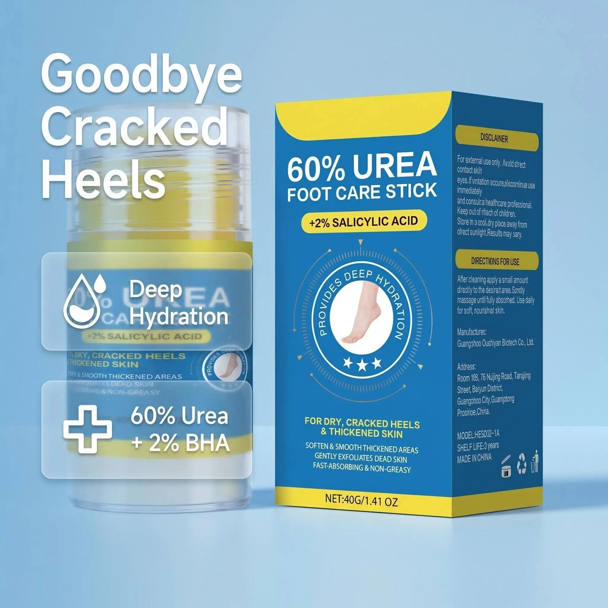 Urea Foot Cream Stick for Dry Rough Cracked Feet, Cracked Heel Repair, Instant Relief, Moisturizing Formula, Ideal for Daily Use, Comfortable Application, Foot Moisturizer